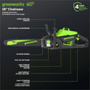 40V 16" Brushless Cordless Chainsaw, 4.0Ah Battery and Charger Included