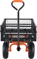 Garden Dump Cart, Heavy Duty Garden Wagon Yard Dump Wagon with Removable Sides, Convert to Flatbed, Utility Liner, 10in All Terrain Wheels