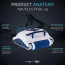 Wi-Fi Automatic Robotic Pool Vacuum Cleaner, Always Cleaning, Never Charging, with Wall Climbing Scrubber Brush, Ideal for In-Ground Pools up to 50 FT in Length