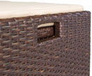 Outdoor Storage Bench Rattan Style Deck Box Wicker Patio Furniture Water Resistance w/Seat Cushion, 60-Gallon, Brown