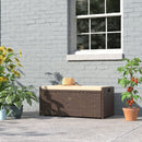 Outdoor Storage Bench Rattan Style Deck Box Wicker Patio Furniture Water Resistance w/Seat Cushion, 60-Gallon, Brown