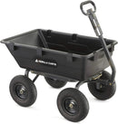 Heavy Duty Poly Utility Dump Wagon Garden Cart w/Pneumatic Tires, 6 Cu Ft - 1200 lb Capacity Outdoor Wheelbarrow for Yard, Landscaping & Gardening, Lawn Tractor or ATV Towable-Gorilla Carts