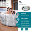 Large Round 2 to 4 Person Inflatable Hot Tub Portable Outdoor Spa with 120 AirJets and EnergySense Cover, Grey