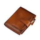 Genuine Cowhide Leather Zipper Wallet with Multiple Card Slots – Compact RFID Wallet