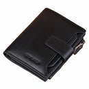 Genuine Cowhide Leather Zipper Wallet with Multiple Card Slots – Compact RFID Wallet