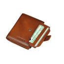 Genuine Cowhide Leather Zipper Wallet with Multiple Card Slots – Compact RFID Wallet