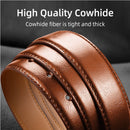 Genuine Leather Dress Belt 110cm – Light Brown Adjustable Waist Belt with Single Prong Nickel Buckle for Jeans, Suits & Uniforms