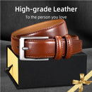 Genuine Leather Dress Belt 110cm – Light Brown Adjustable Waist Belt with Single Prong Nickel Buckle for Jeans, Suits & Uniforms