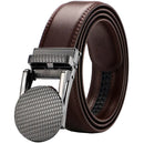 Men's Adjustable Holeless Leather Belt – Premium Two-Layer Cowhide Ratchet Belt with Automatic Alloy Buckle, Casual & Business Style