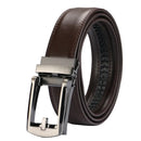 Men's Adjustable Holeless Leather Belt – Premium Two-Layer Cowhide Ratchet Belt with Automatic Alloy Buckle, Casual & Business Style