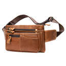 Men’s Genuine Cowhide Leather Crossbody Chest Bag – Casual Sports Sling Bag