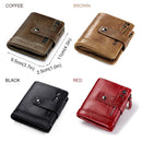 Men’s Genuine Cowhide Leather RFID Wallet – Retro Bifold Zipper Wallet