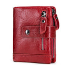 Men’s Genuine Cowhide Leather RFID Wallet – Retro Bifold Zipper Wallet