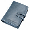 Men’s Genuine Cowhide Leather Short Wallet with Zipper Pocket – Bifold Wallet