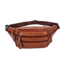 Men’s Genuine Cowhide Leather Waist Bag Crossbody Belt Bag with Zipper