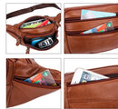 Men’s Genuine Cowhide Leather Waist Bag Crossbody Belt Bag with Zipper