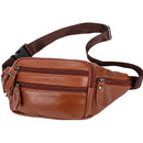 Men’s Genuine Cowhide Leather Waist Bag Crossbody Belt Bag with Zipper