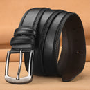 Men's Genuine Leather Pin Buckle Belt – Business Casual Two-Layer Cowhide Belt with Alloy Buckle