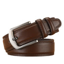 Men's Genuine Leather Pin Buckle Belt – Business Casual Two-Layer Cowhide Belt with Alloy Buckle