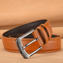 Men's Genuine Leather Pin Buckle Belt – Business Casual Two-Layer Cowhide Belt with Alloy Buckle