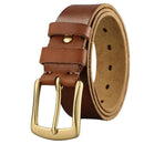 Men's Handmade Full Grain Cowhide Leather Belt – Vintage Casual Pin Buckle Belt with Rivet Detail