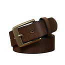 Men's Handmade Full Grain Cowhide Leather Belt – Vintage Pure Copper Pin Buckle Belt with Antique Finish