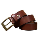 Men's Handmade Full Grain Cowhide Leather Belt – Vintage Pure Copper Pin Buckle Belt with Antique Finish