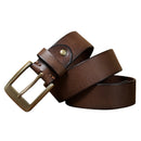 Men's Handmade Full Grain Cowhide Leather Belt – Vintage Pure Copper Pin Buckle Belt with Antique Finish