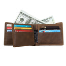 RFID Genuine Cowhide Leather Bifold Wallet – Crazy Horse Short Wallet
