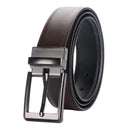 Reversible Leather Belt – 2-in-1 Black Brown Dress Belt with Single Prong Buckle for Business & Casual Wear