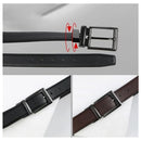 Reversible Leather Belt – 2-in-1 Black Brown Dress Belt with Single Prong Buckle for Business & Casual Wear