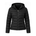 Women's Black Quilted Hooded Puffer Jacket