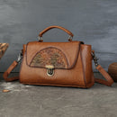 Women’s Genuine Leather Embossed Crossbody Handbag – Retro Shoulder Bag