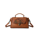Women’s Genuine Leather Embossed Crossbody Handbag – Retro Shoulder Bag