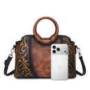 Women’s Large Capacity Ethnic Style Shoulder Bag – Embossed PU Tote