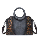 Women’s Large Capacity Ethnic Style Shoulder Bag – Embossed PU Tote