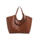 Women’s Large Capacity PU Shoulder Bag – Retro Woven Underarm Tote