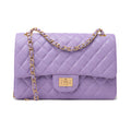 Women's Lavender Quilted Shoulder Bag with Gold-Tone Chain