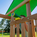 Backyard Discovery Mount Mckinley Cedar Wood Swing Set with Wave Slide, Play Deck, Double Rock Wall, Rope Ladder, Web Swing, Belt Swings, Toy Telescope, Steering Wheel, Sandbox Area, Outdoor Playset