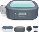 4 to 6 Person Inflatable Hot Tub Square Portable Outdoor Spa with 114 Soothing AirJets and Insulated Cover.