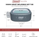 4 to 6 Person Inflatable Hot Tub Square Portable Outdoor Spa with 114 Soothing AirJets and Insulated Cover.