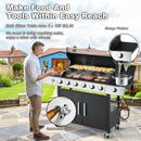 Upgraded 4 Burner BBQ Propane Gas Grill with Cast Iron Grates & Side Stove, 44,000 BTU Stainless Steel Burner Barbecue Grill for Patio, Camping, Outdoor Cooking.