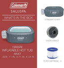 4 to 6 Person Inflatable Hot Tub Square Portable Outdoor Spa with 114 Soothing AirJets and Insulated Cover.
