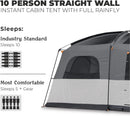 Straight Wall Cabin Tents | 10 Person / 11 Person / 12 Person Large Multi Room Family Tents for Car Camping & Outdoor Adventures