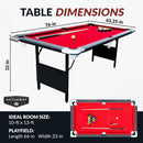 6 Ft Portable Pool Table, Adults Folding Billiards Tables for Game Room with Easy Foldable Storage, Includes Full Set of Billiard Balls, Cues, Chalk & Brush